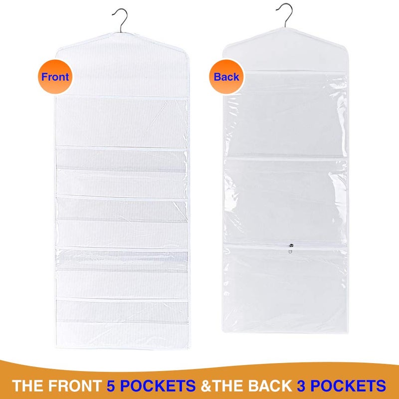 ProPik Hanging Double Sided Gift Bag Storage Organizer with Multiple Front and Back Pockets - Organize Your Gift Wrap, Tissue Paper, and Paper Bags 38 x 16 Inch PVC (White) - Image 2